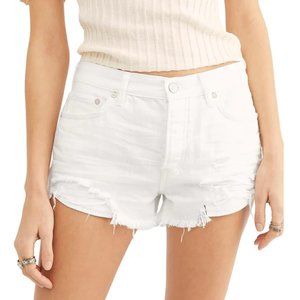NWT Free People Loving Good Vibrations Distressed White Summer Shorts sz 28
